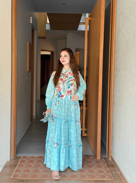 Soft Pink Swiss Lawn Koti Maxi