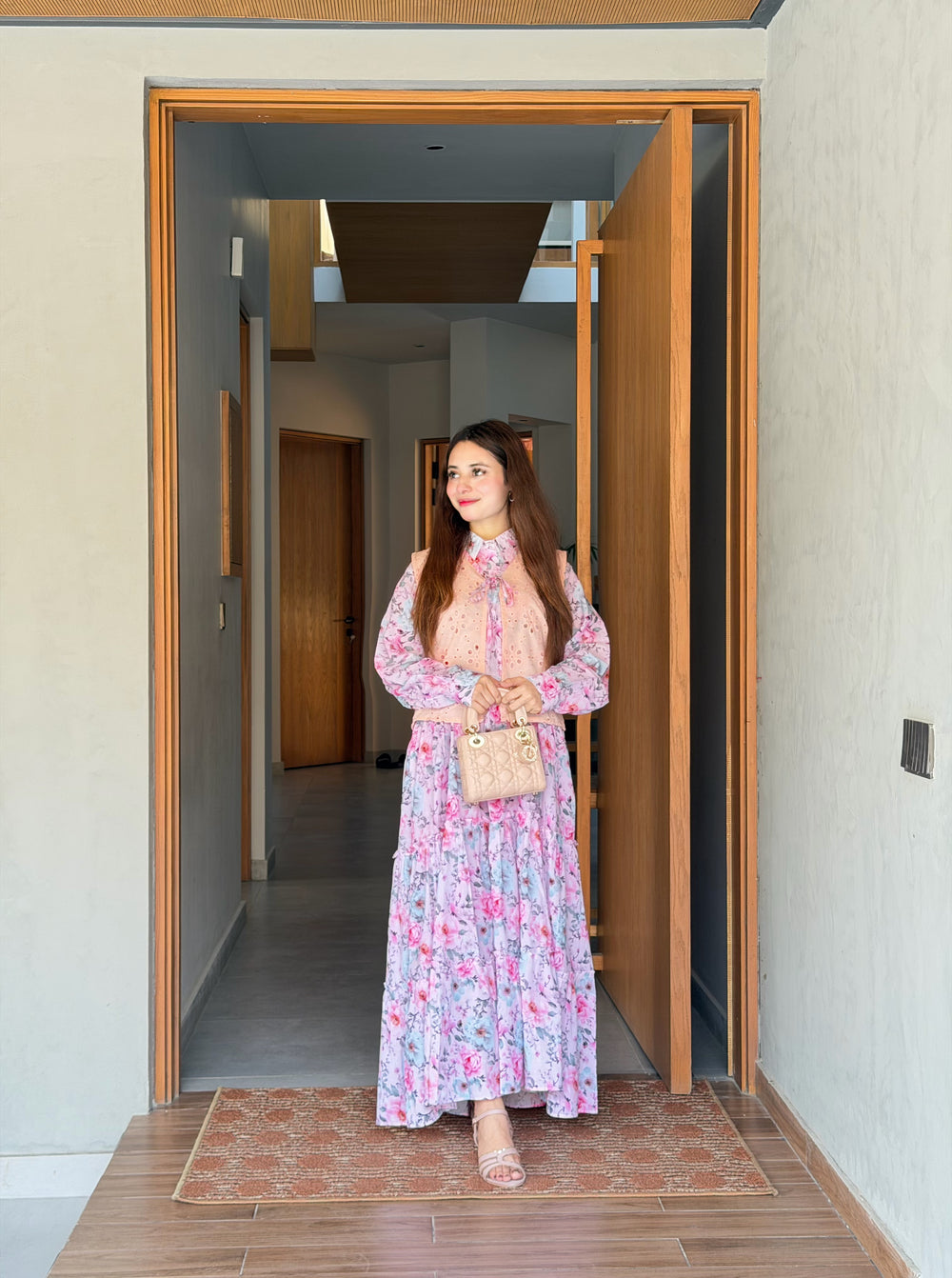 Soft Pink Swiss Lawn Koti Maxi