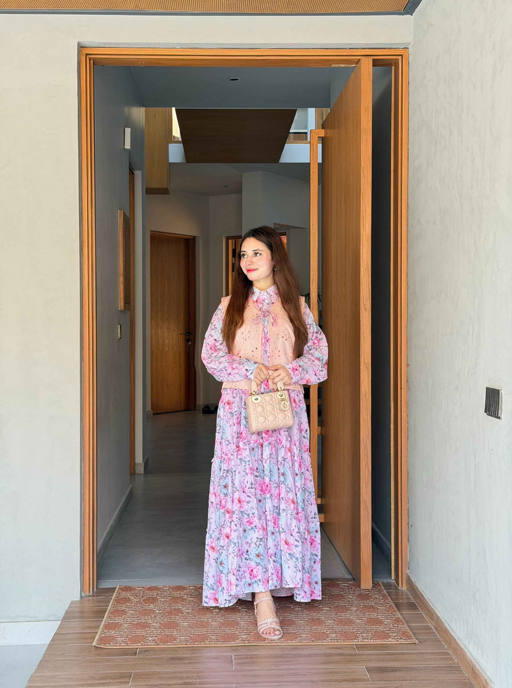 Soft Pink Swiss Lawn Koti Maxi
