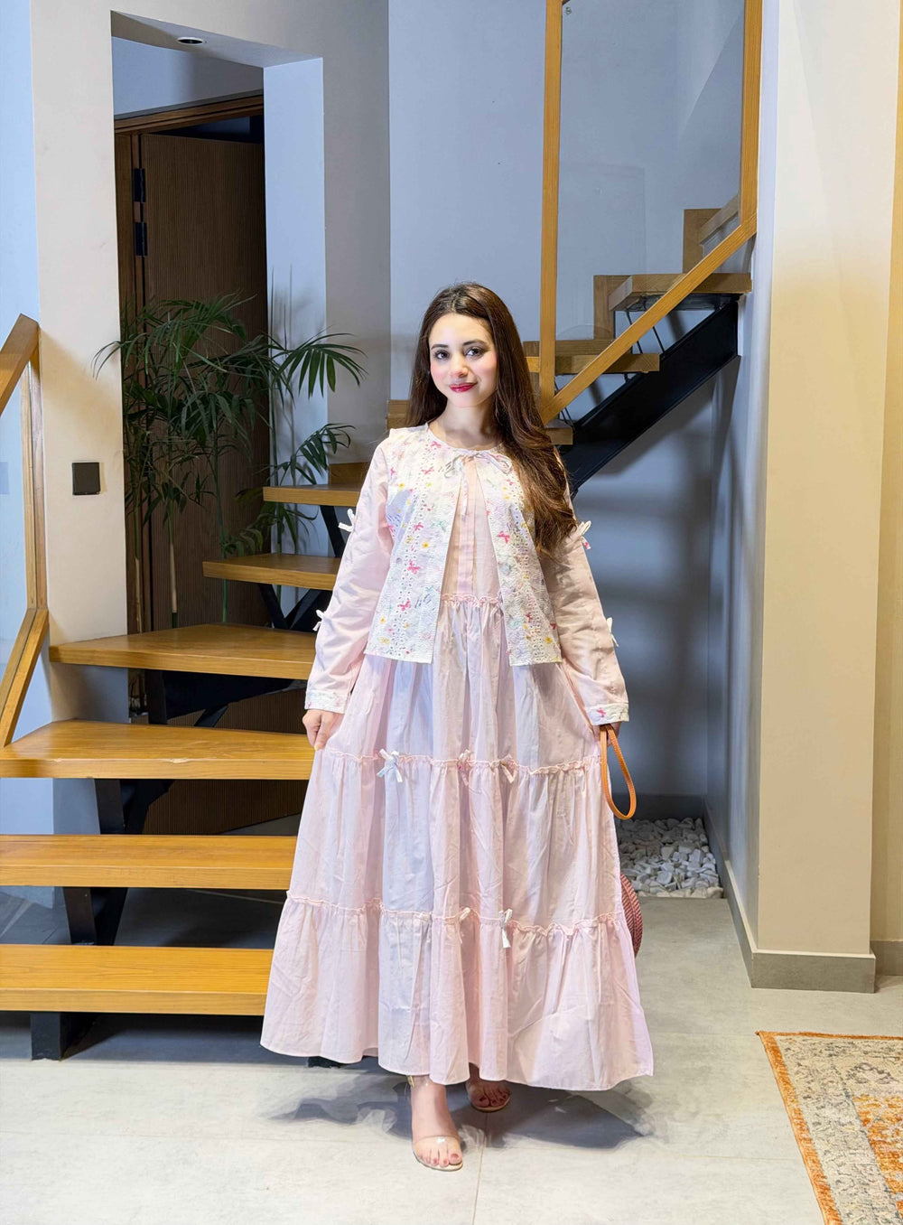 Soft Pink Swiss Lawn Koti Maxi