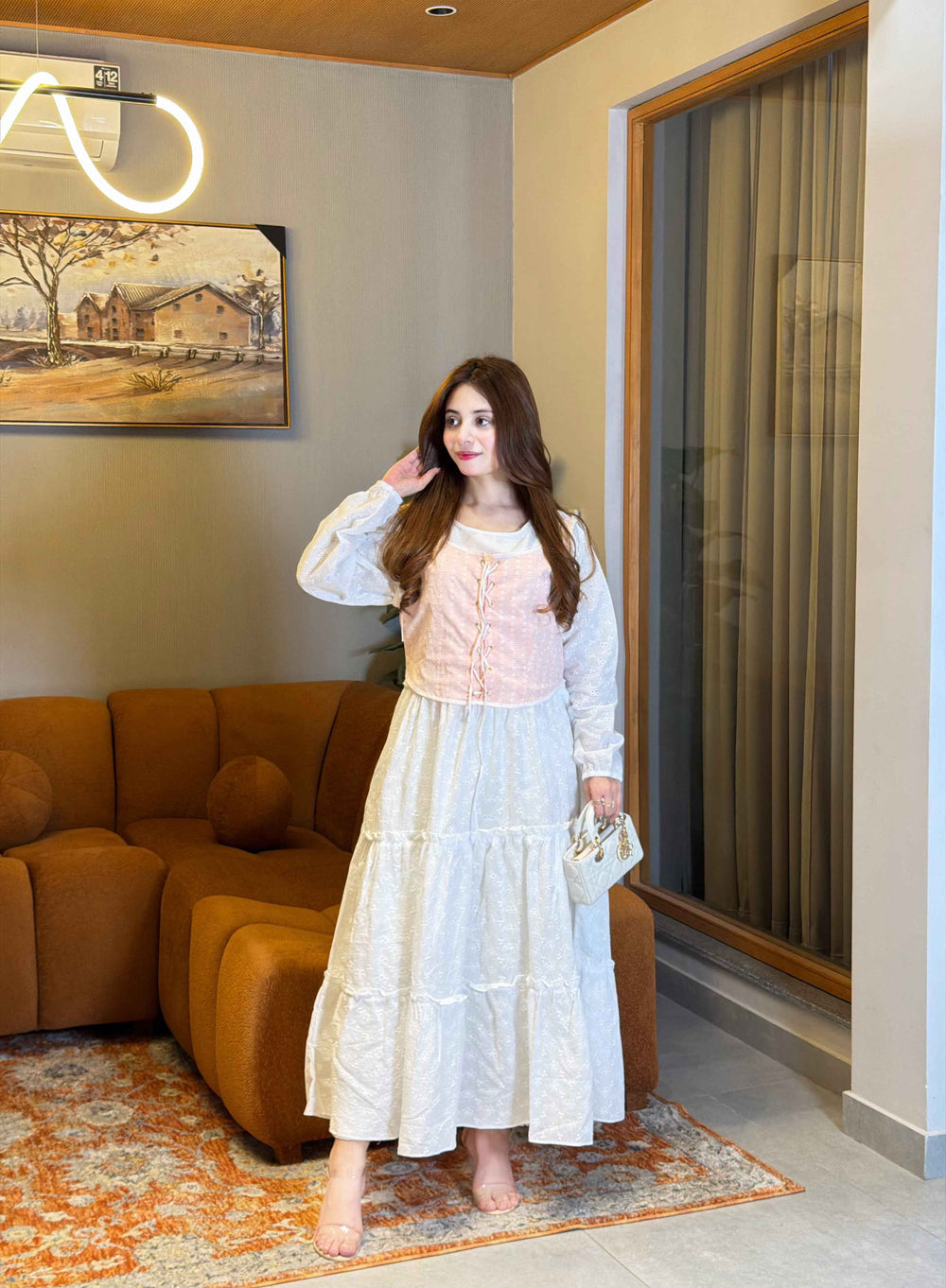 Ivory Blossom Chikankari Maxi