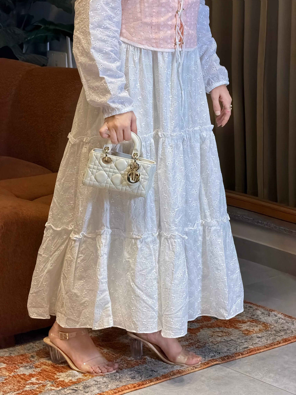 Ivory Blossom Chikankari Maxi