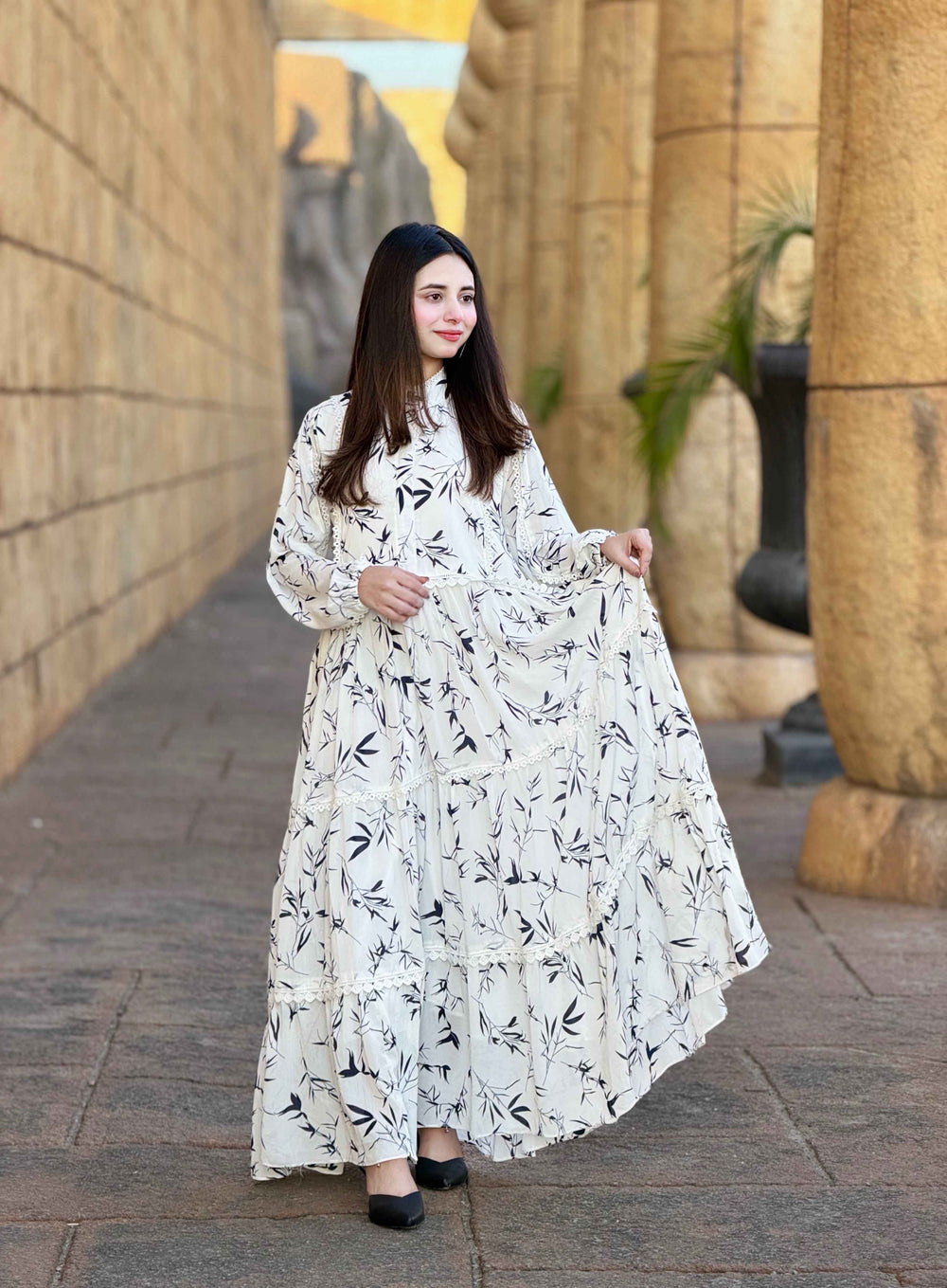 Women Crincle Shefun Printed Maxi Dress