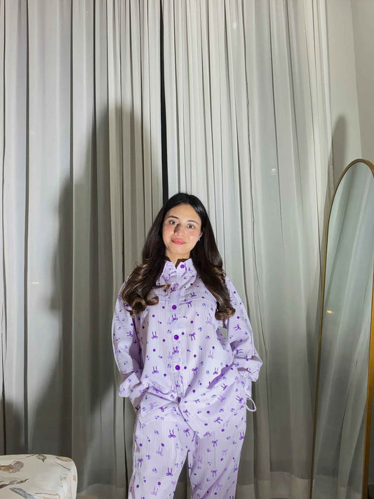 Printed bow Co Ord Set