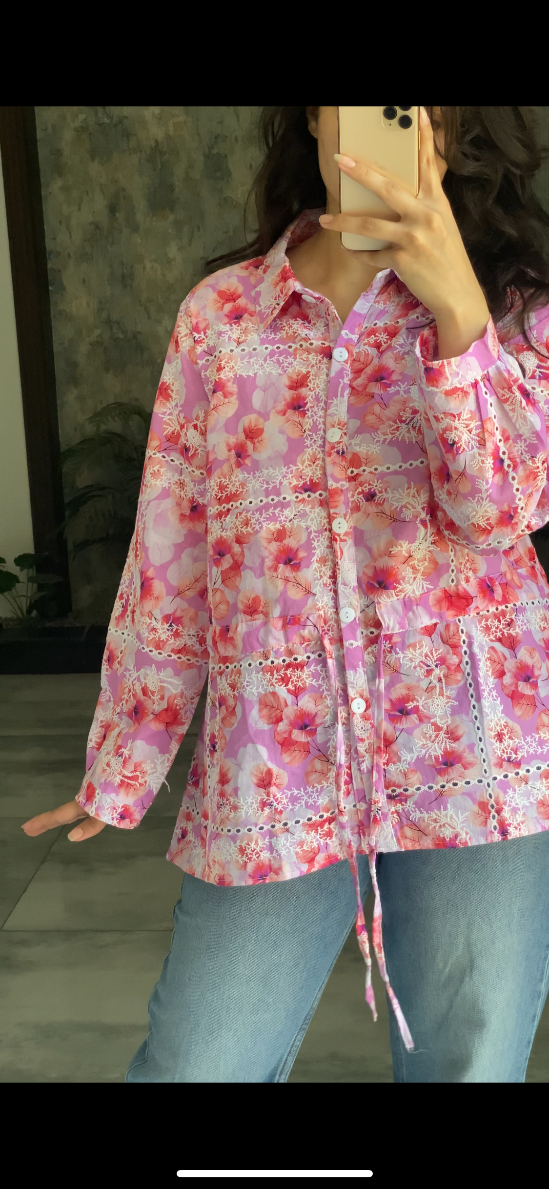 Pink Floral Printed Summer Shirt for Women – Premium Soft Lawn Button-Down Top