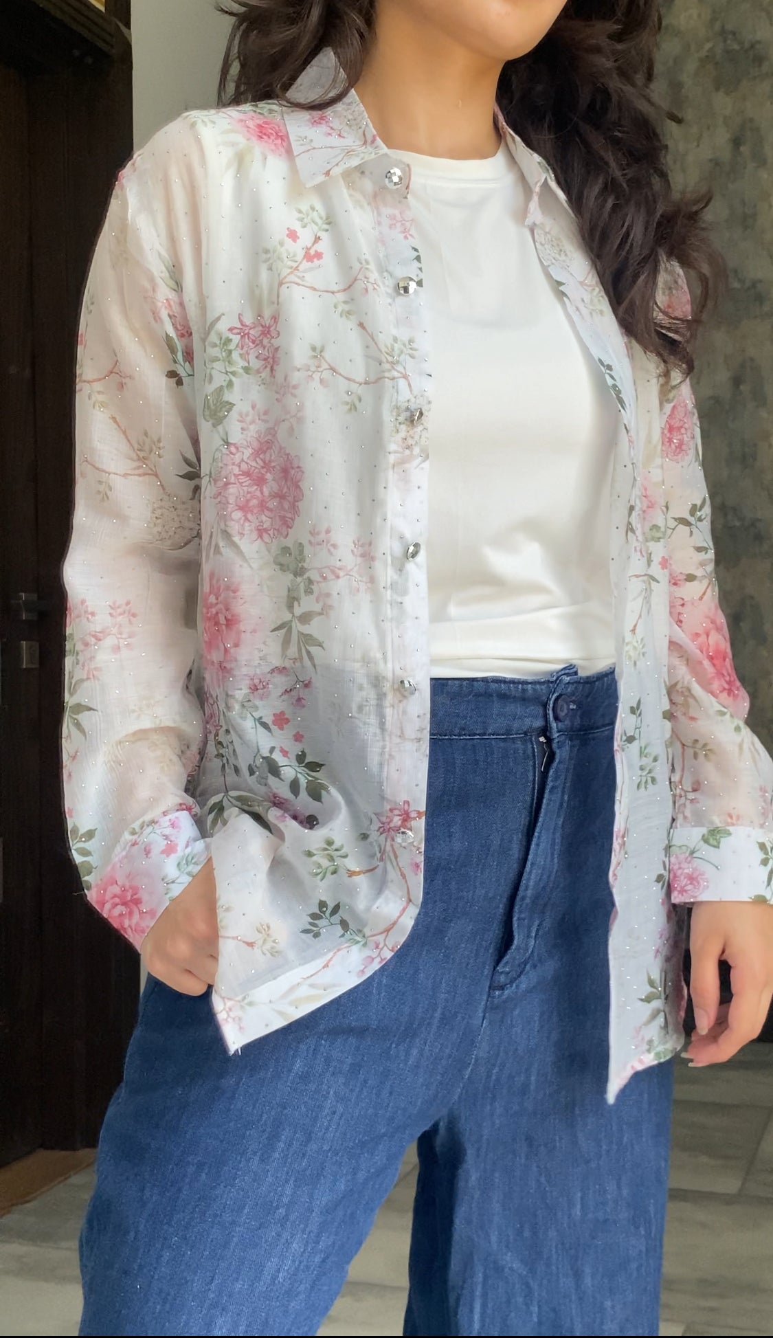 Black & White Abstract Printed Premium Lawn Shirt for Women – Casual Button-Down Summer Top