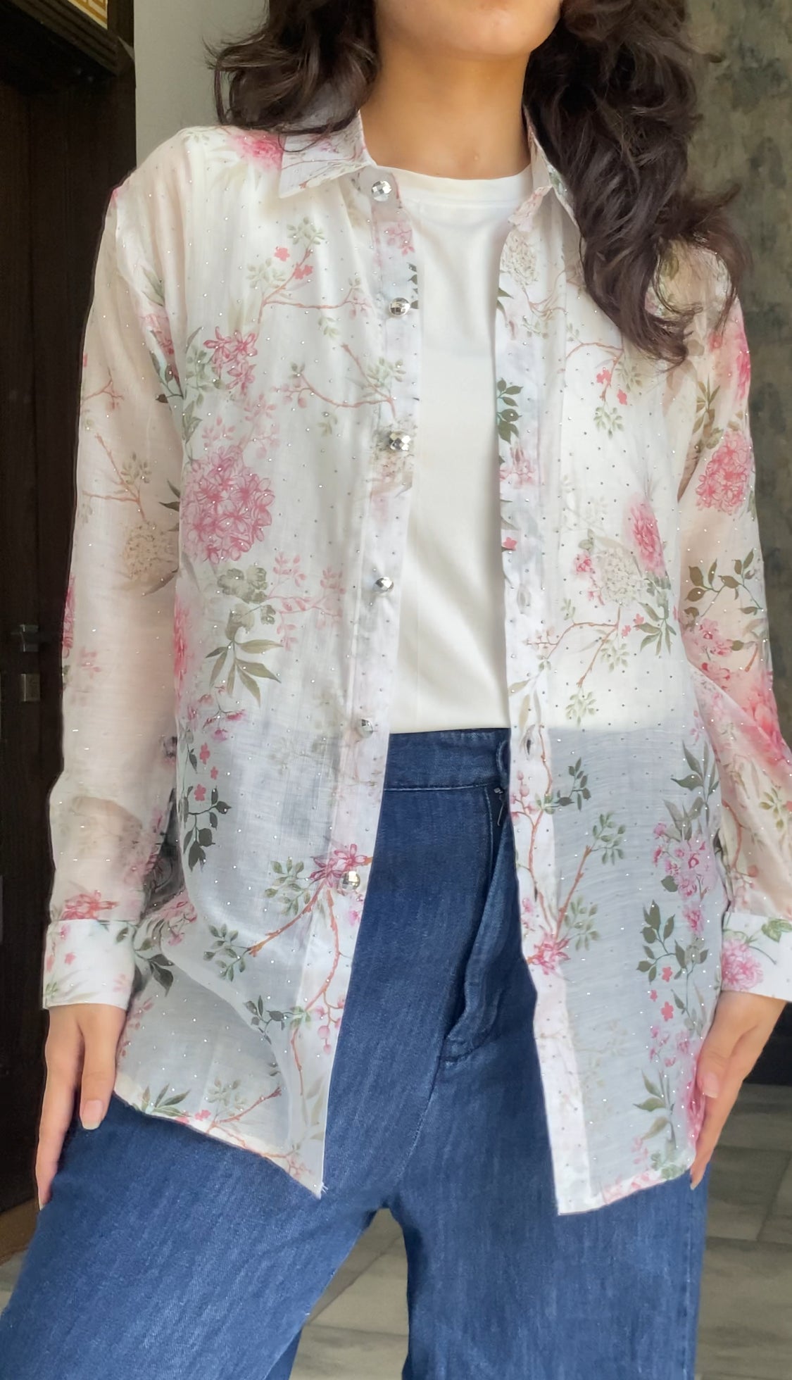 Black & White Abstract Printed Premium Lawn Shirt for Women – Casual Button-Down Summer Top