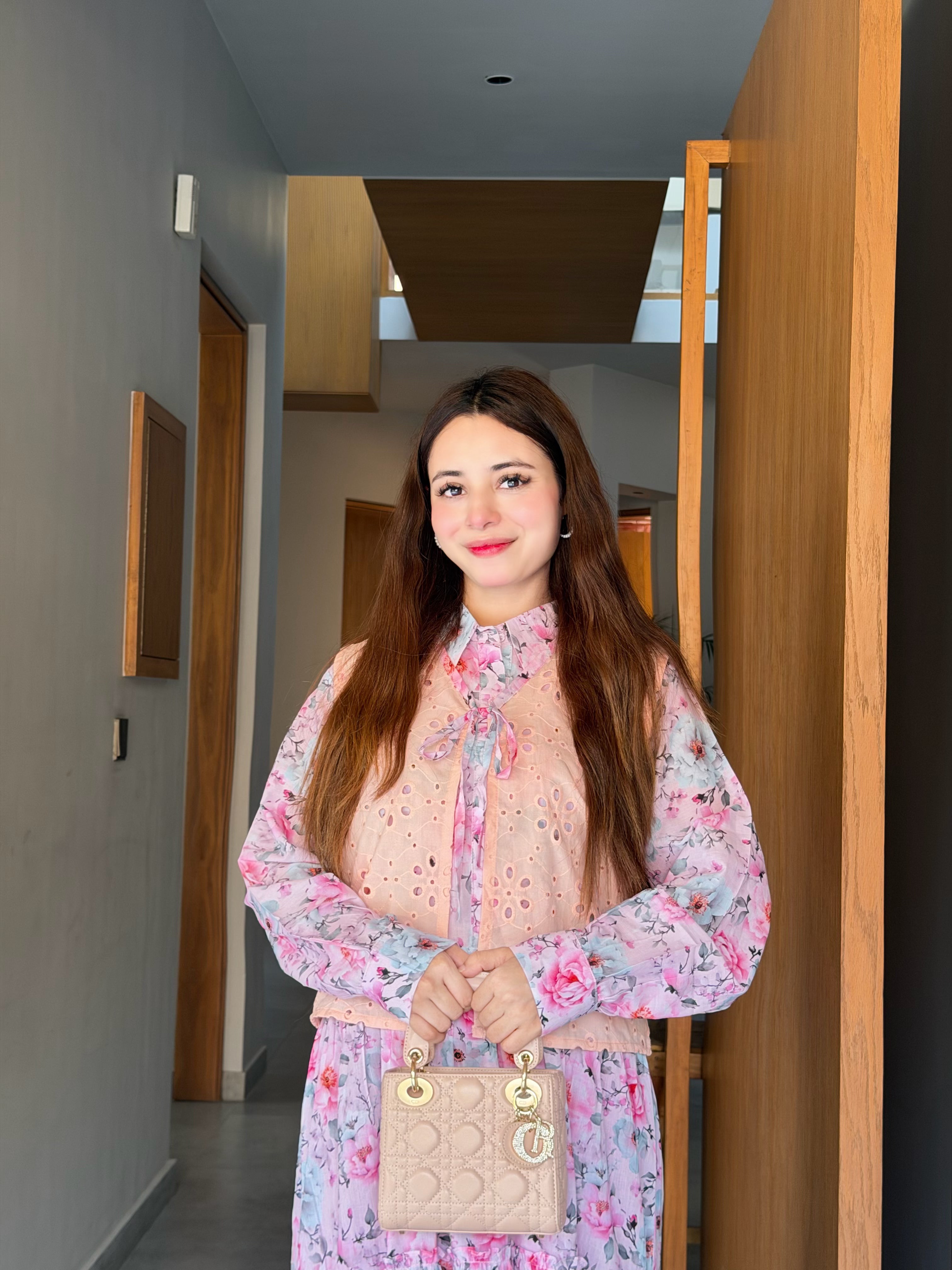 Soft Pink Swiss Lawn Maxi with Digital Chikankari Printed Koti