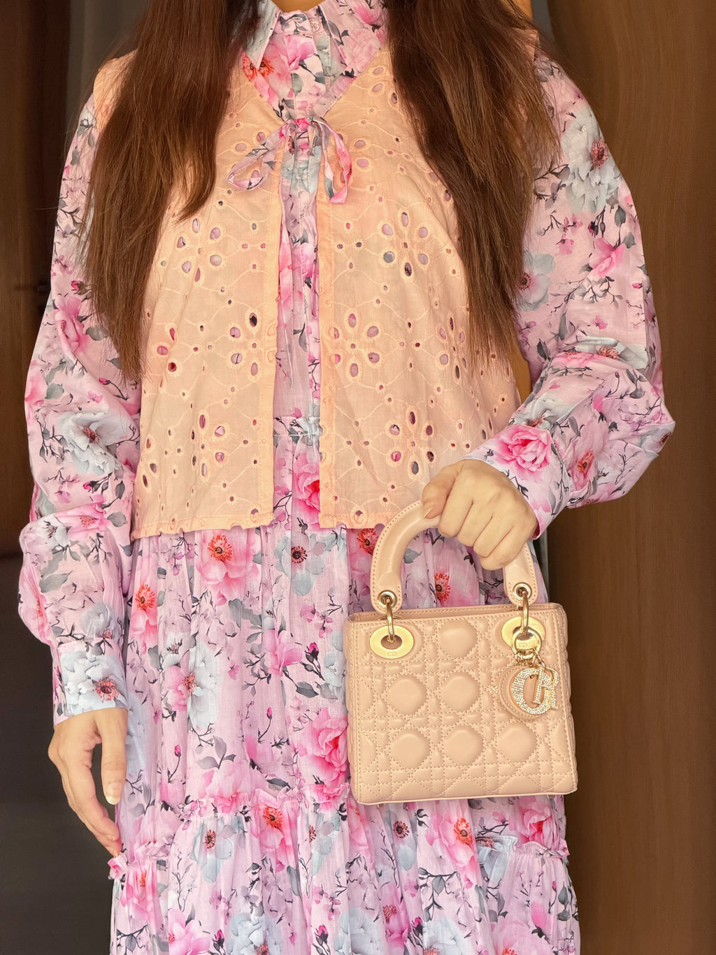 Soft Pink Swiss Lawn Maxi with Digital Chikankari Printed Koti