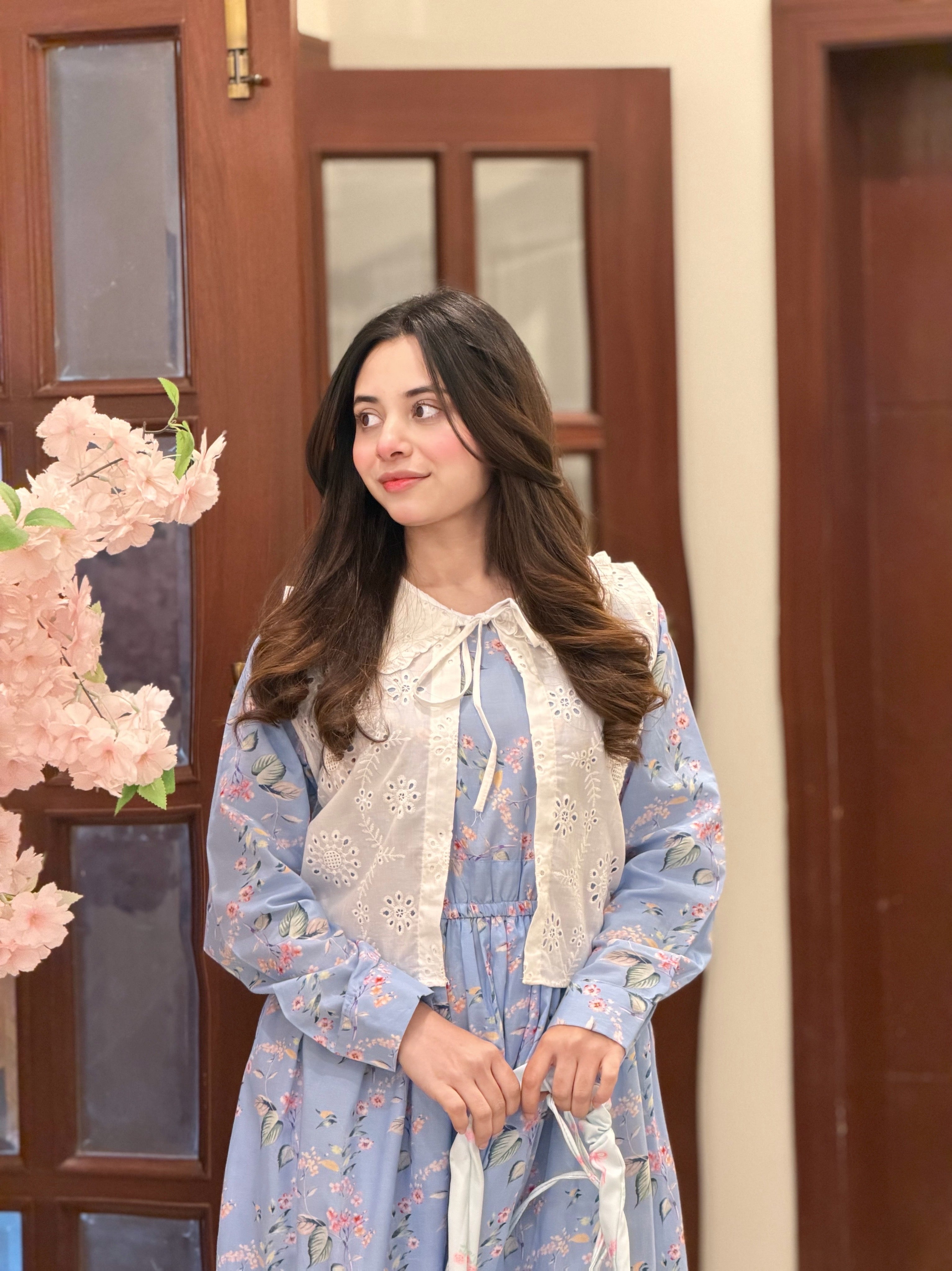 Sky Blossom Layered Maxi Dress