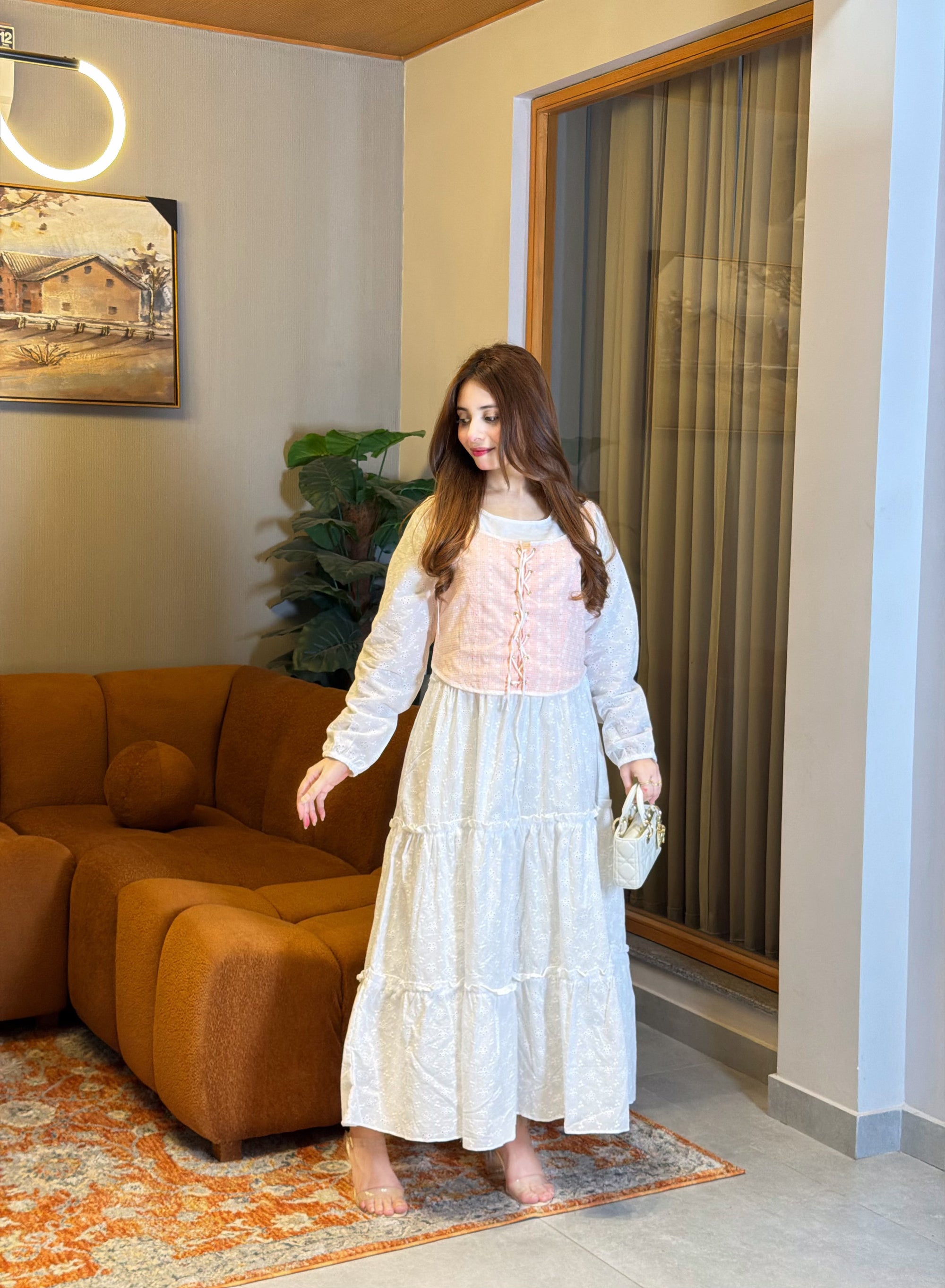 Ivory Blossom Chikankari Maxi