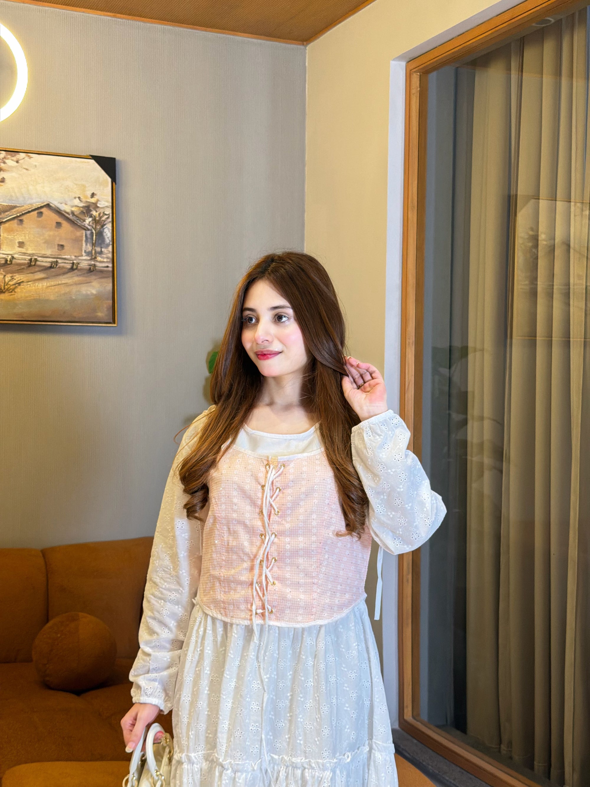 Ivory Blossom Chikankari Maxi