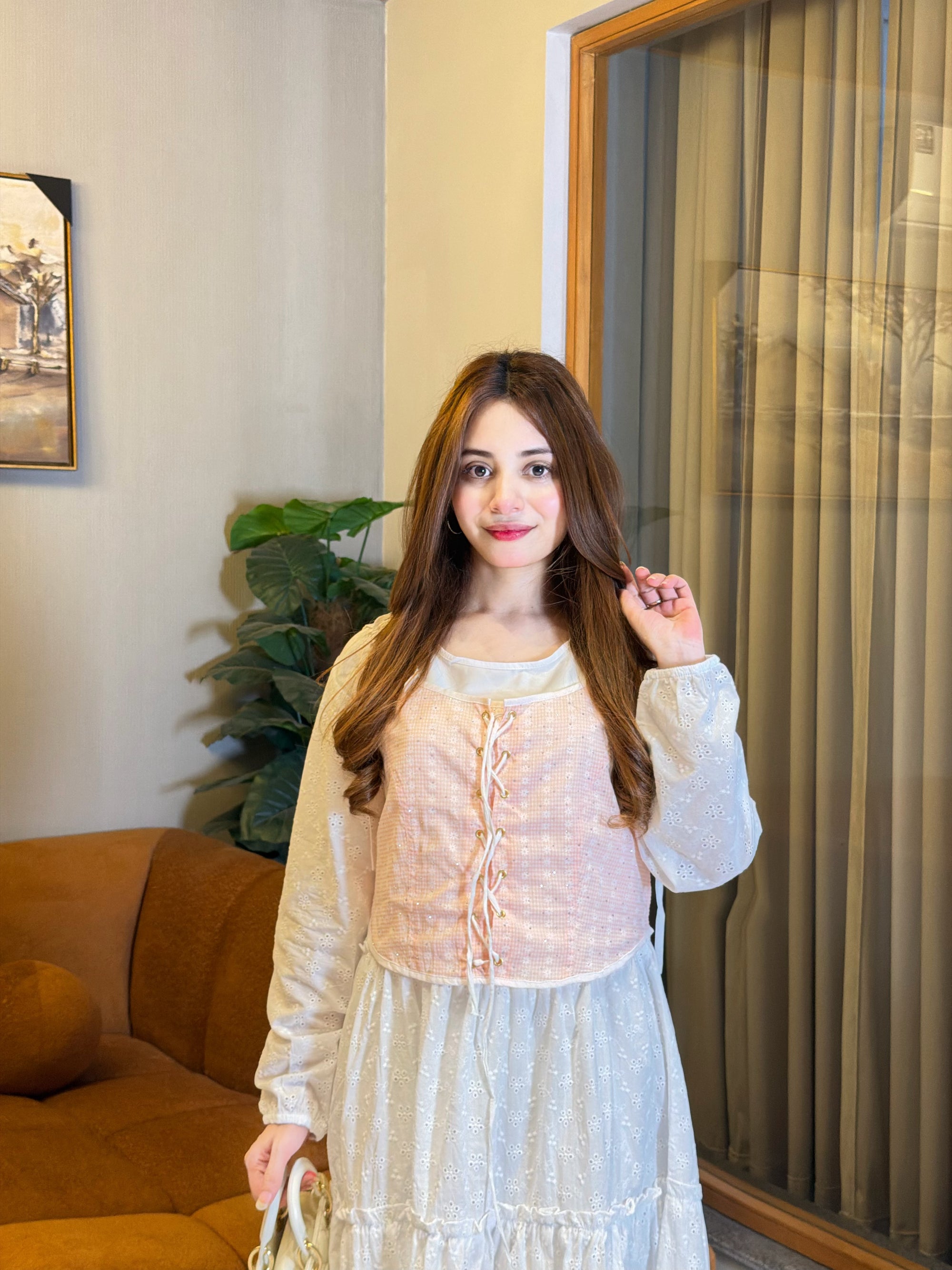 Ivory Blossom Chikankari Maxi