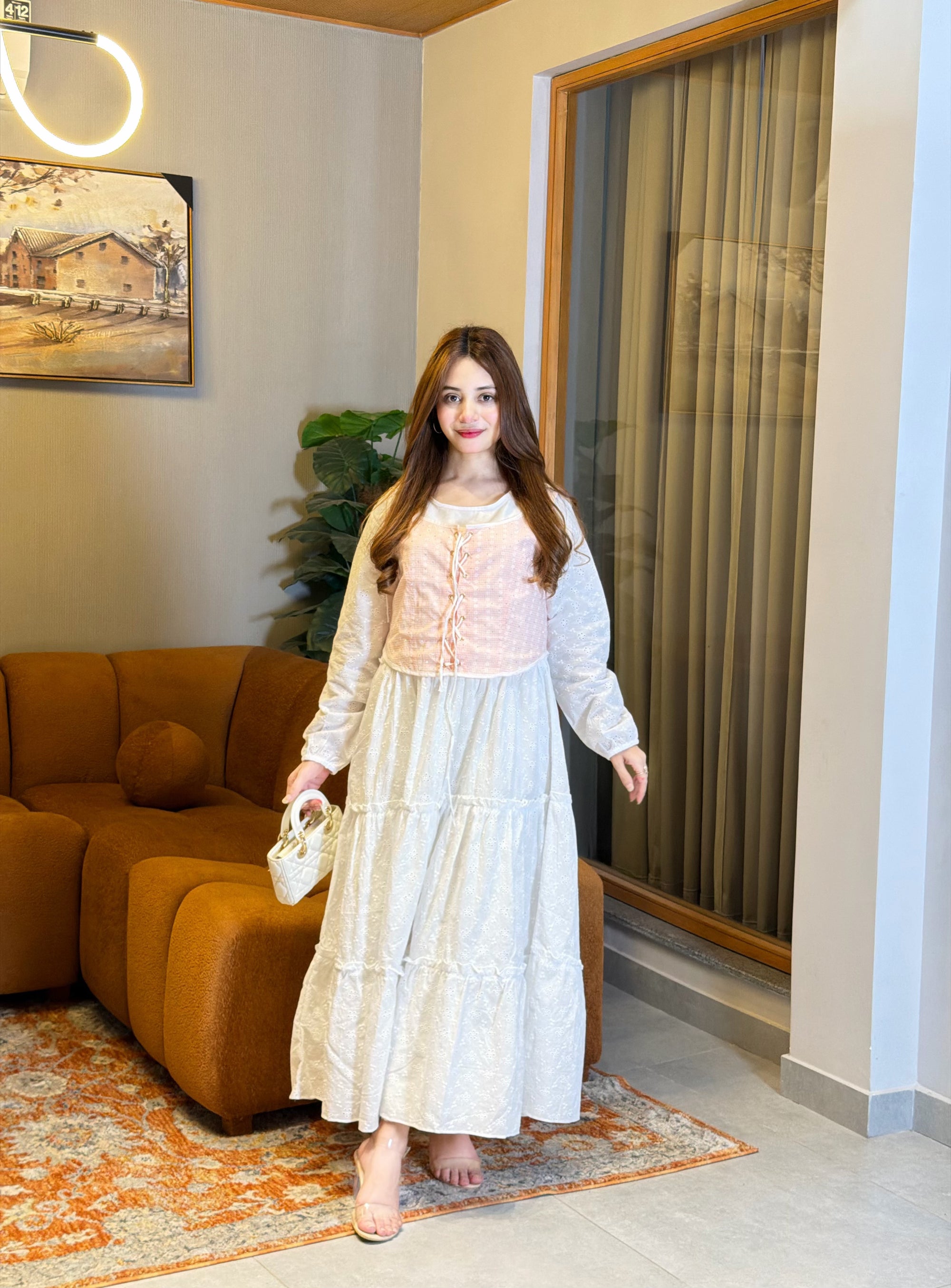 Ivory Blossom Chikankari Maxi