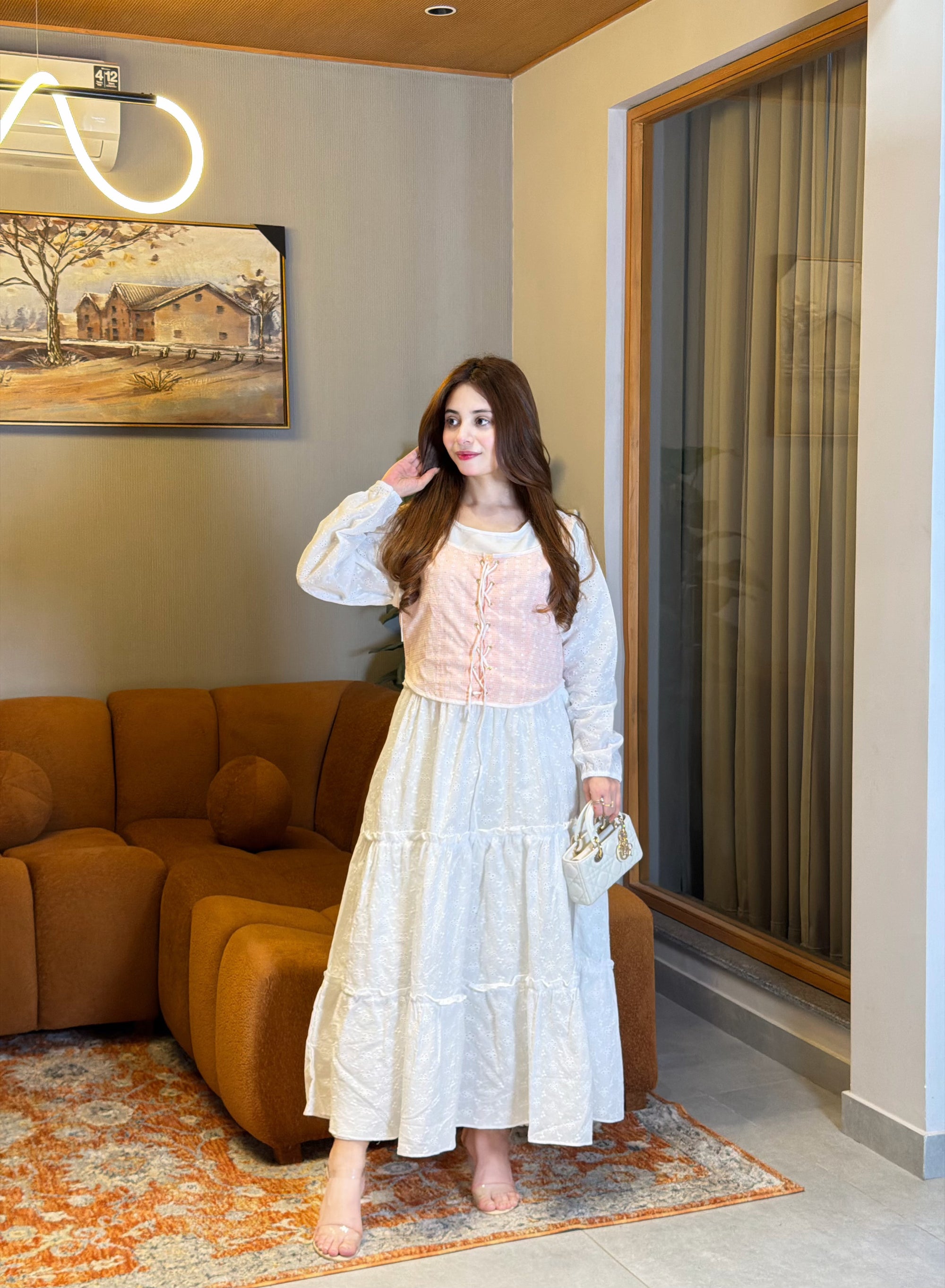 Ivory Blossom Chikankari Maxi