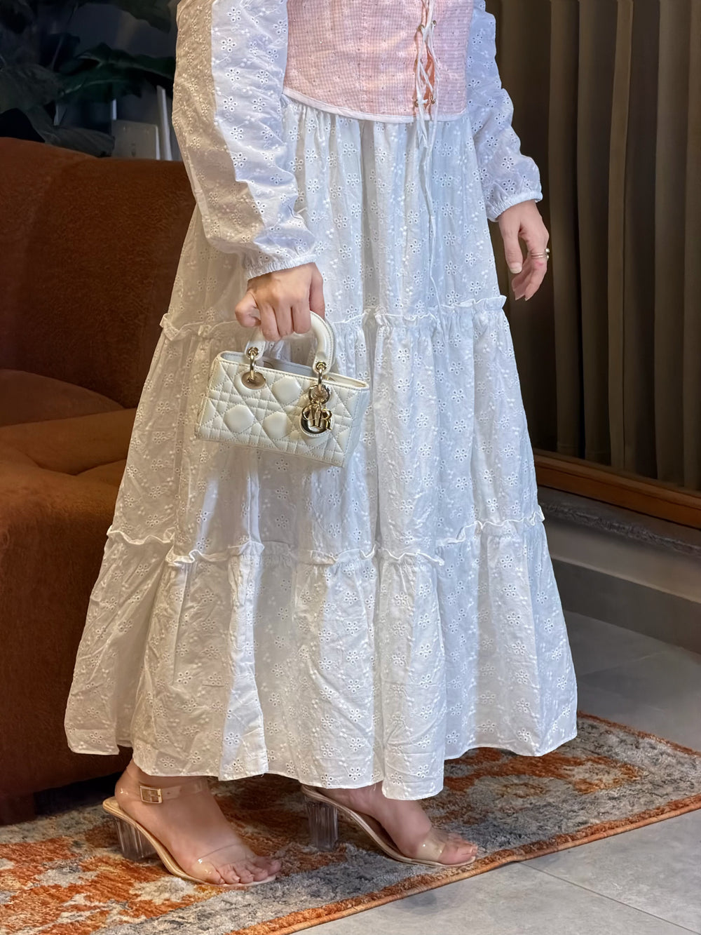 Ivory Blossom Chikankari Maxi