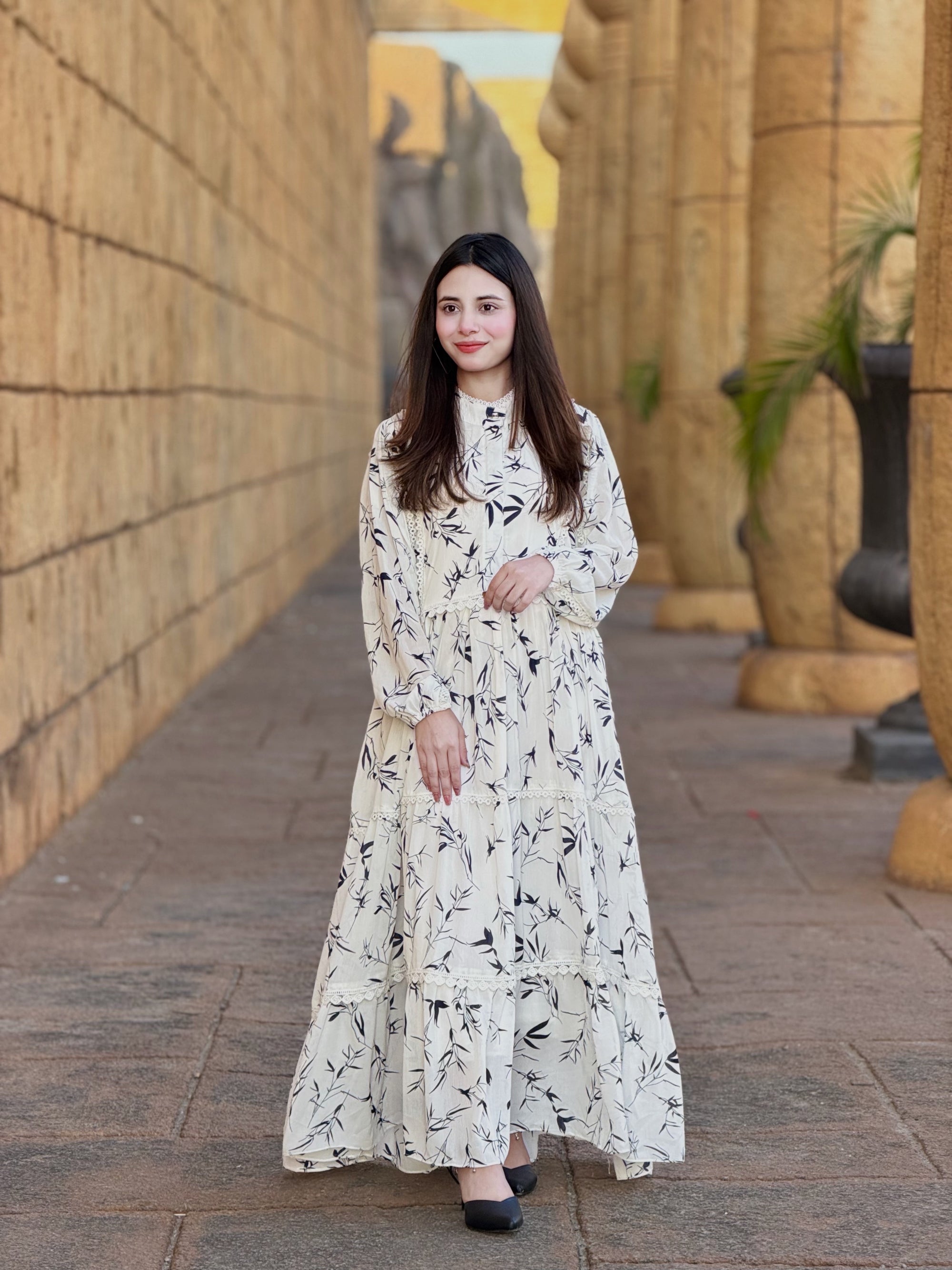 Women Crincle Shefun Printed Maxi Dress