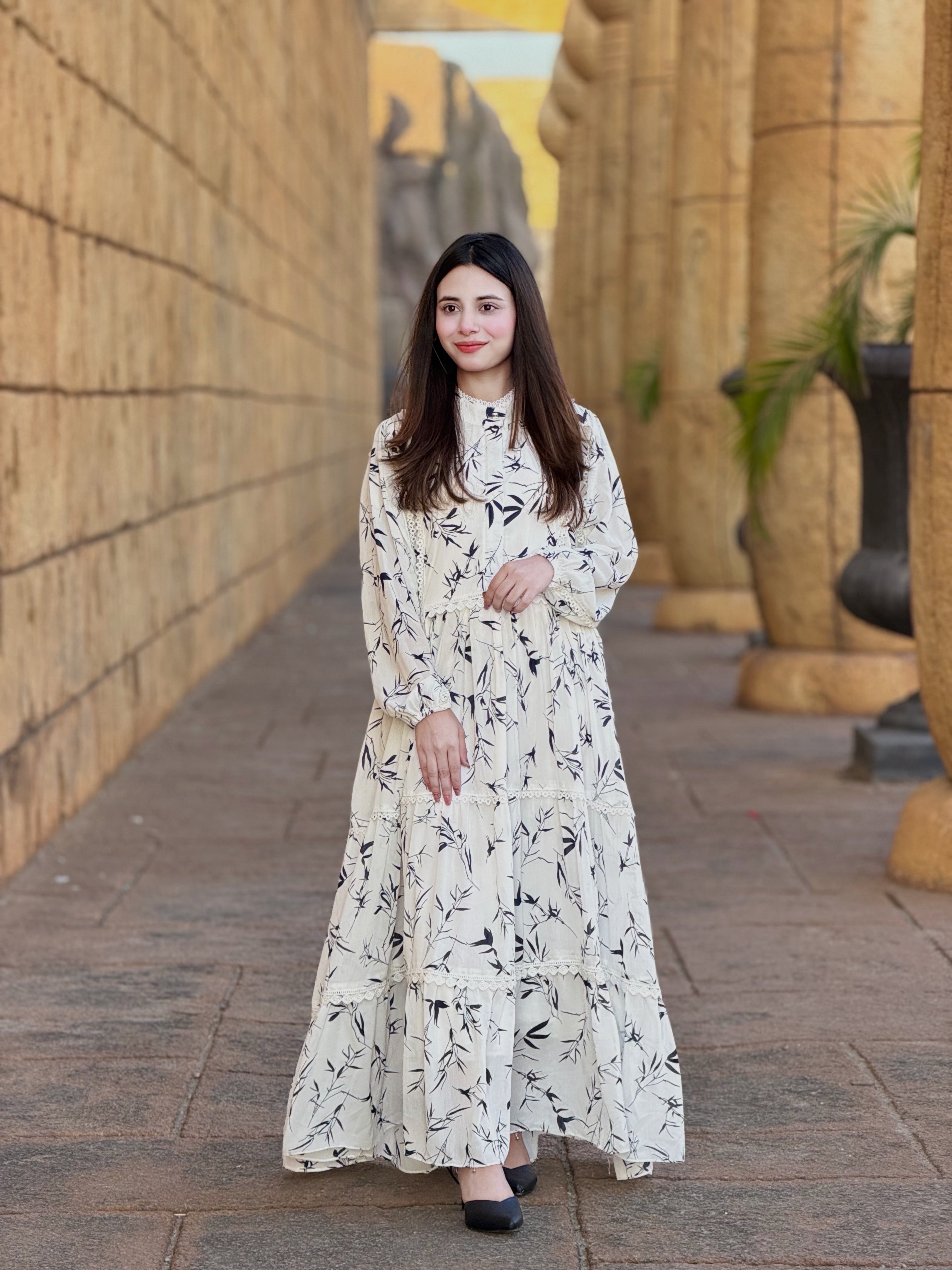 Women Crincle Shefun Printed Maxi Dress