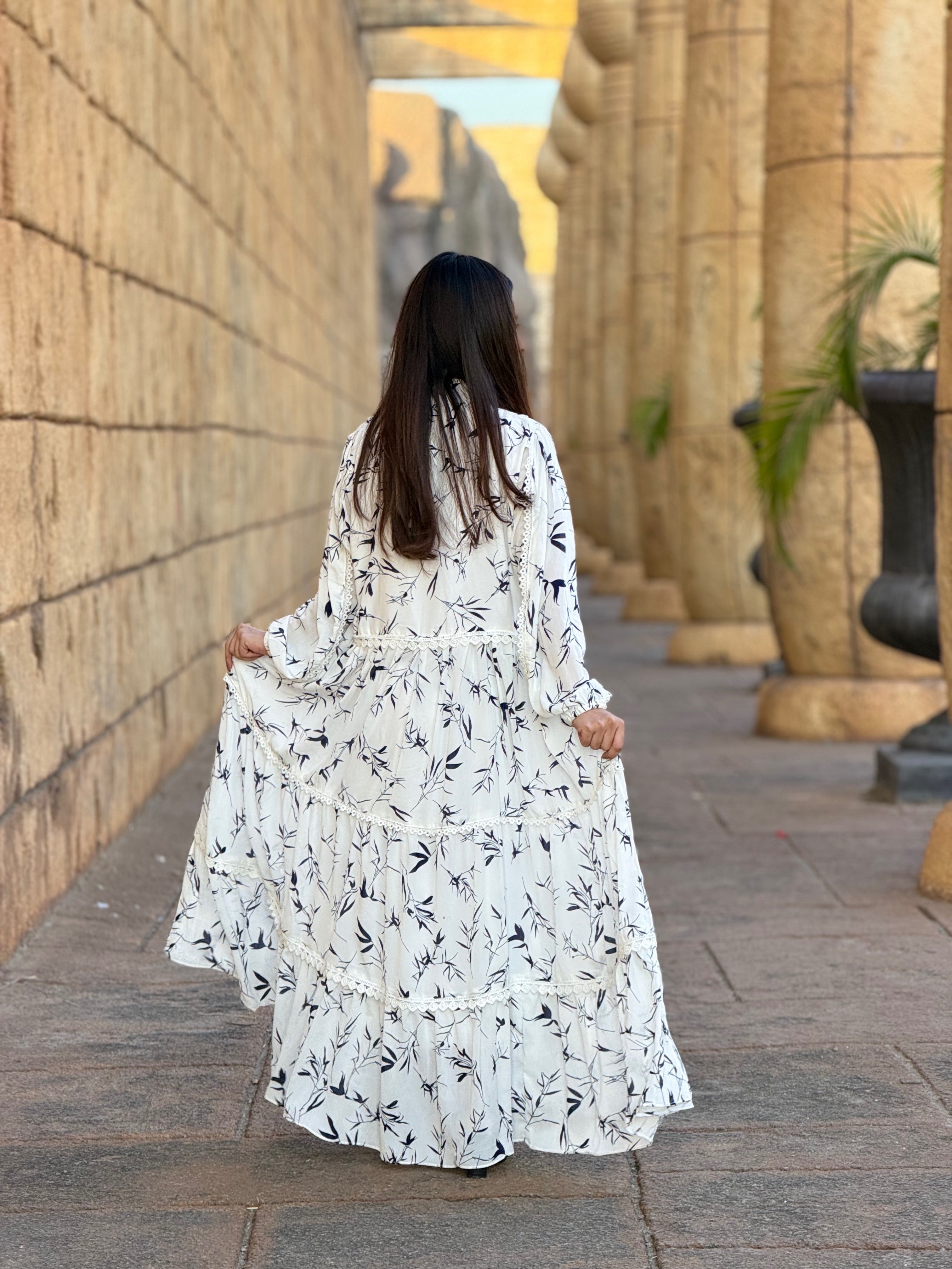 Women Crincle Shefun Printed Maxi Dress