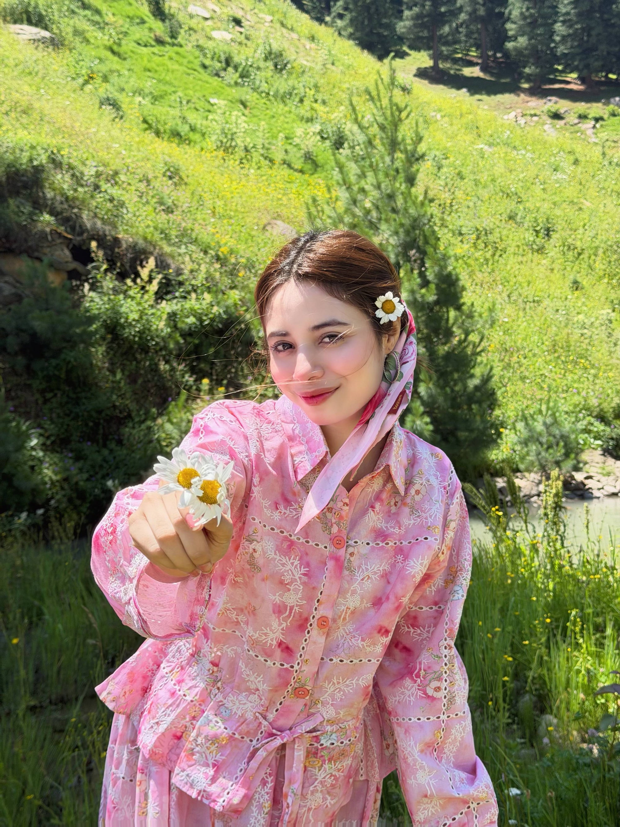 Premium Swiss Lawn Chikankari Embroidered Top & Skirt Set – Summer Collection