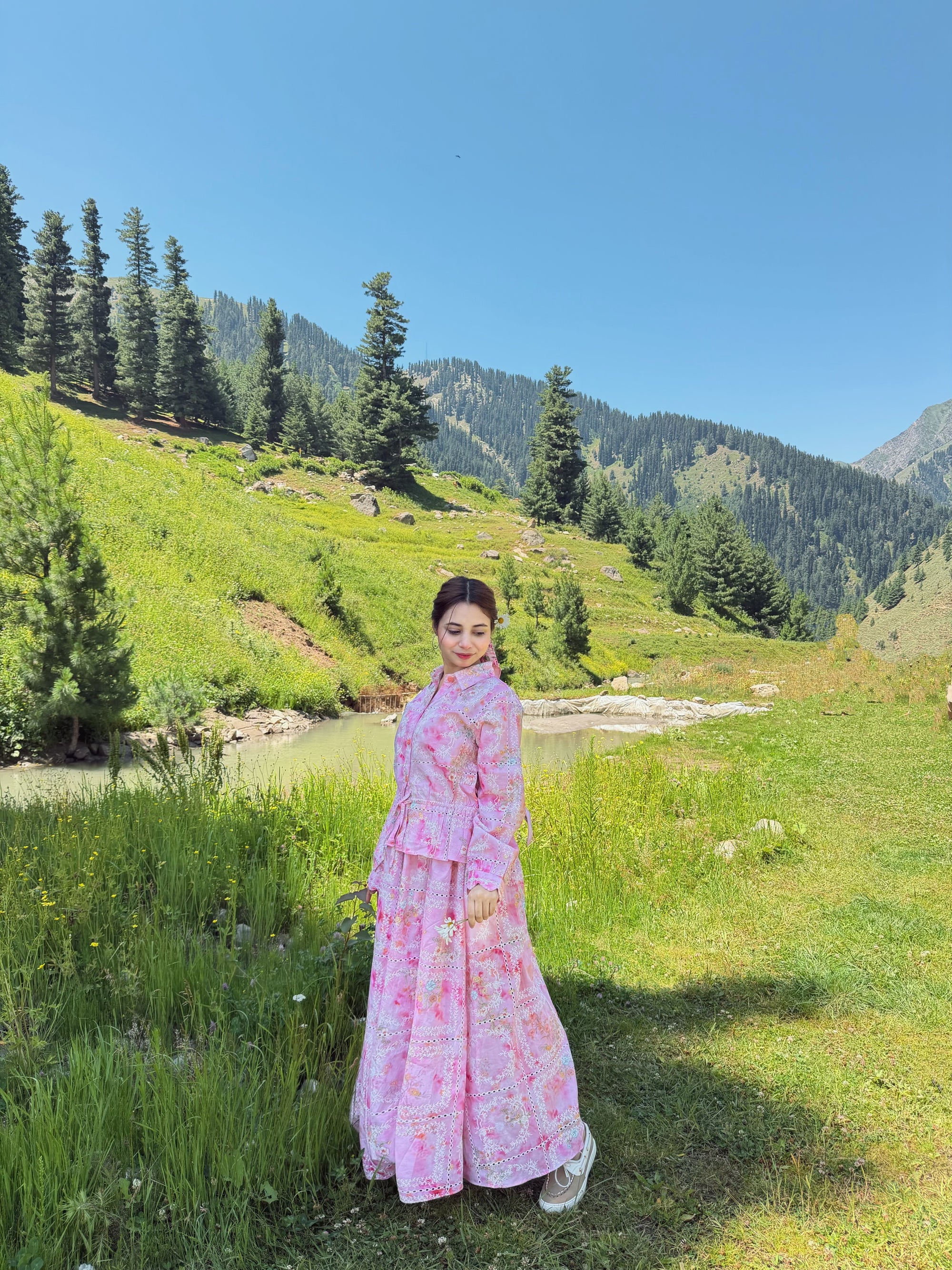 Premium Swiss Lawn Chikankari Embroidered Top & Skirt Set – Summer Collection