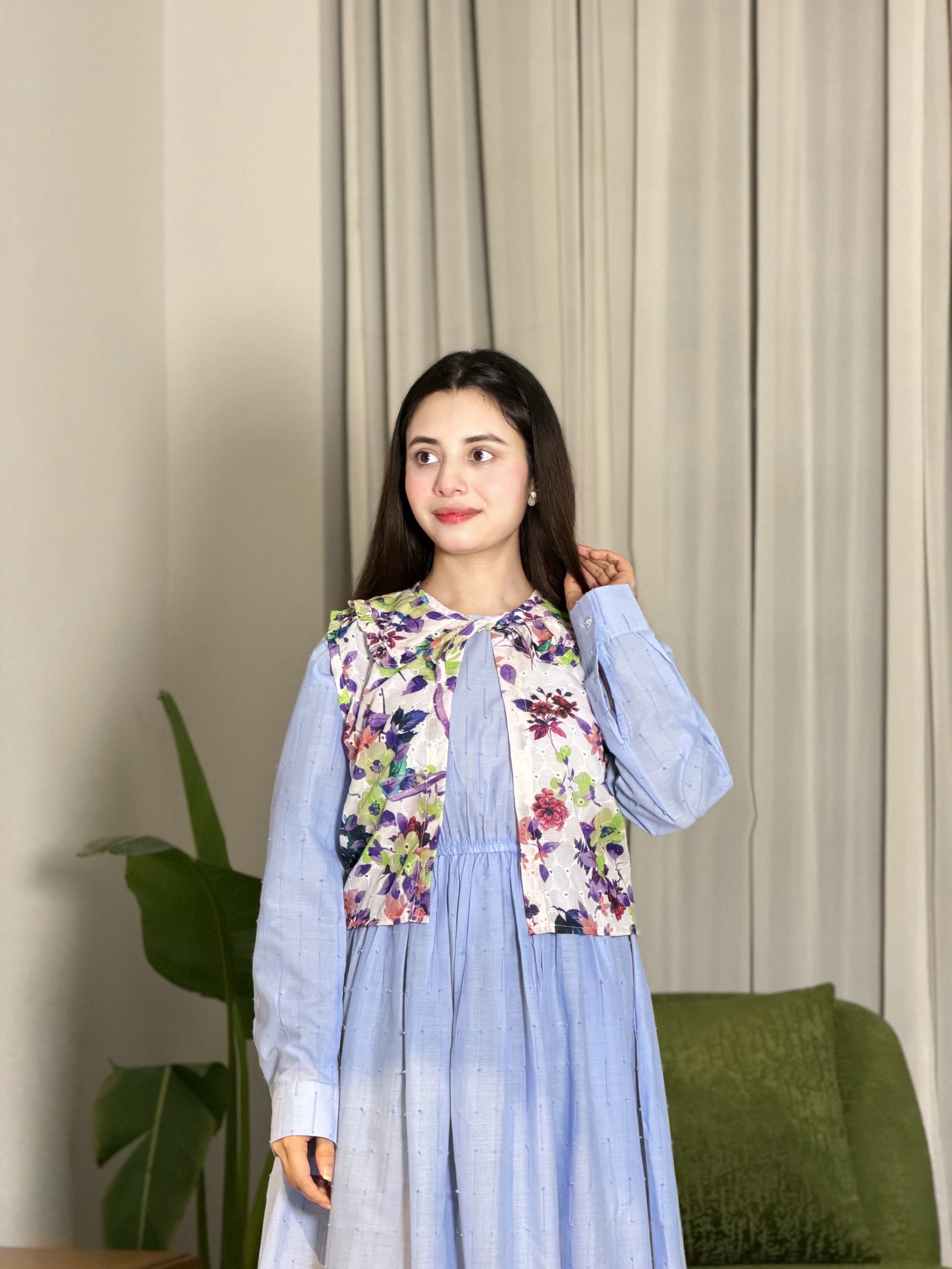 Sky Bloom Floral Maxi Dress – Elegant Summer Edition