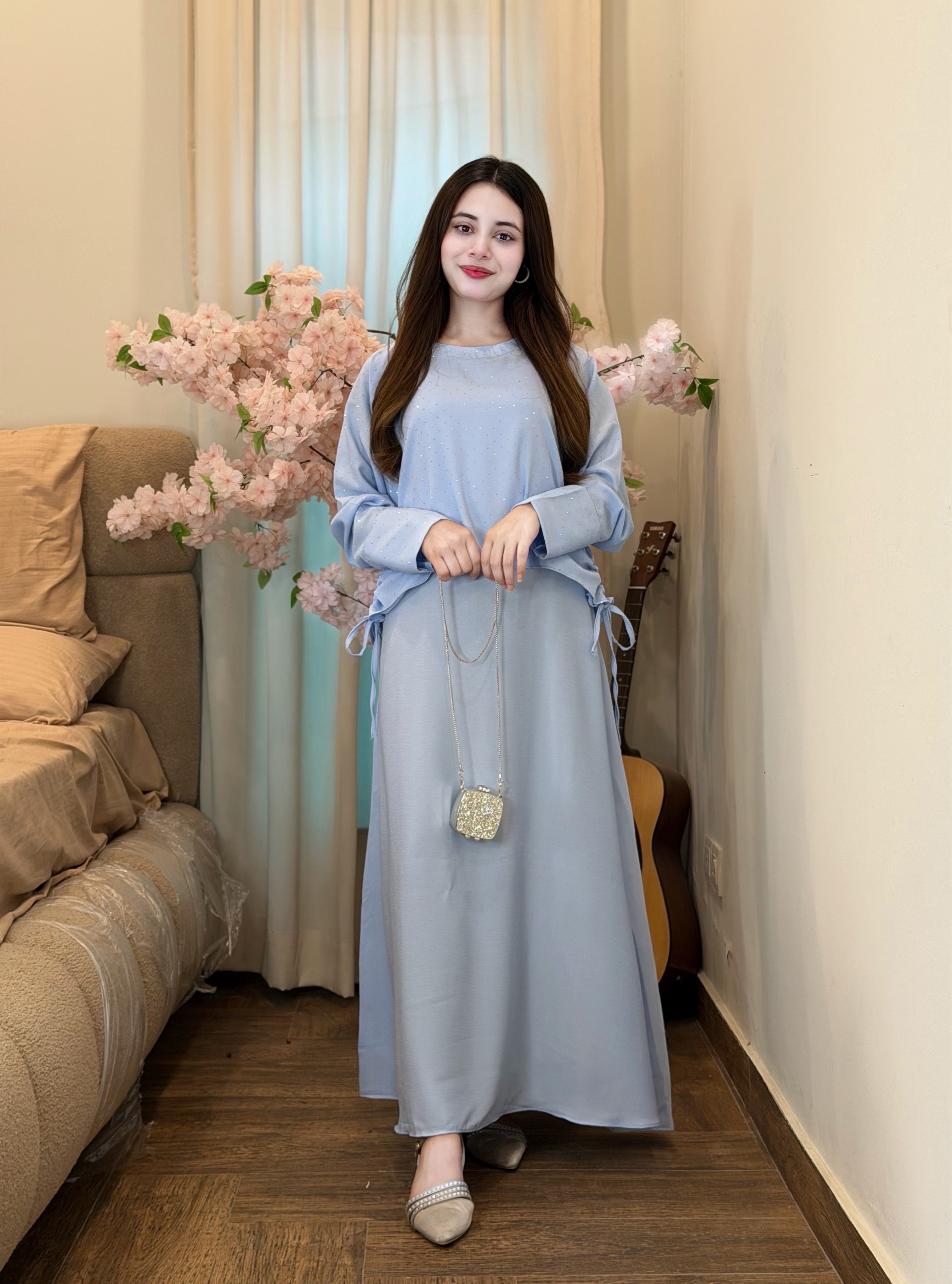 sky stone Maxi with Coat Se