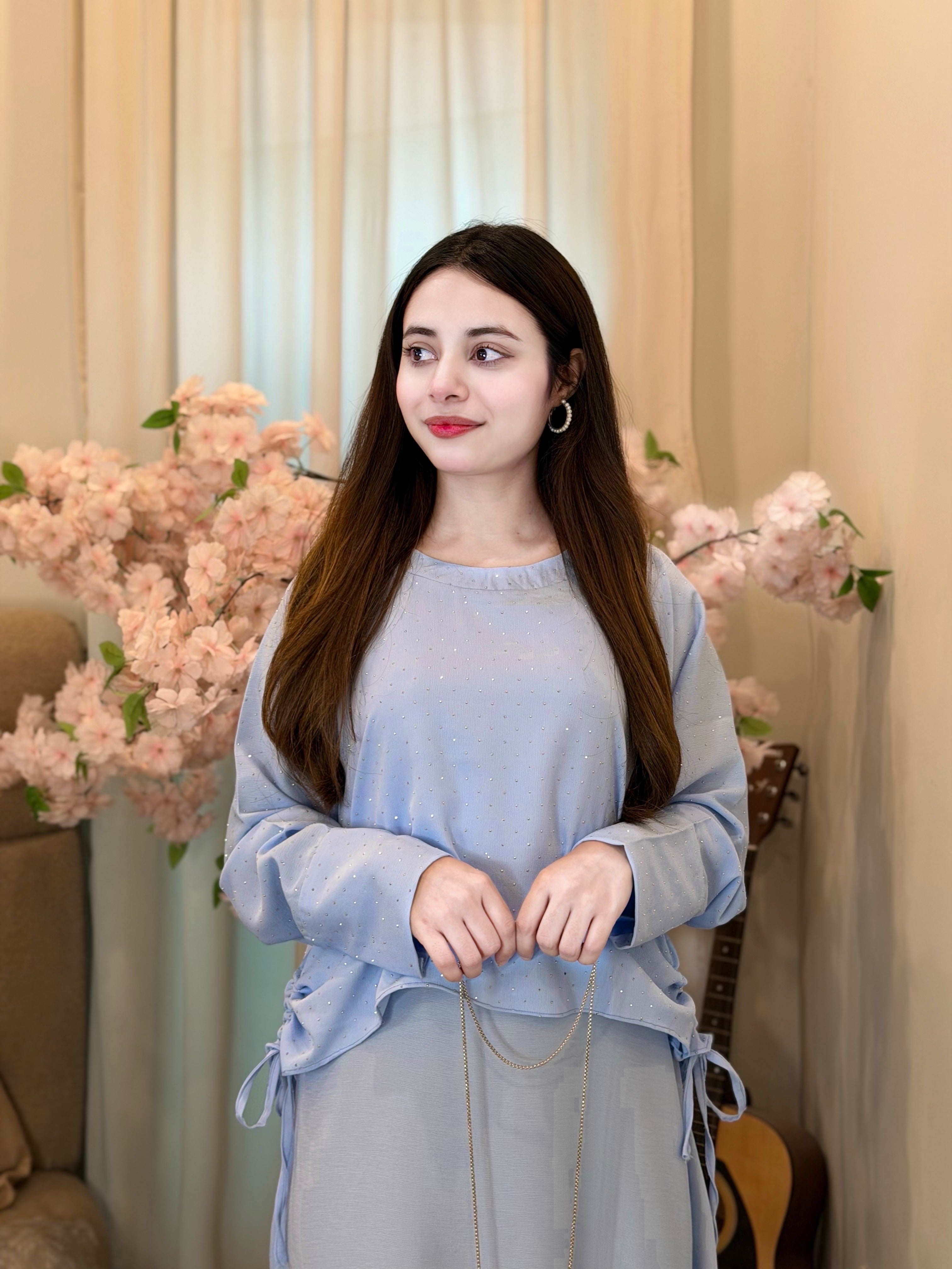 sky stone Maxi with Coat Se