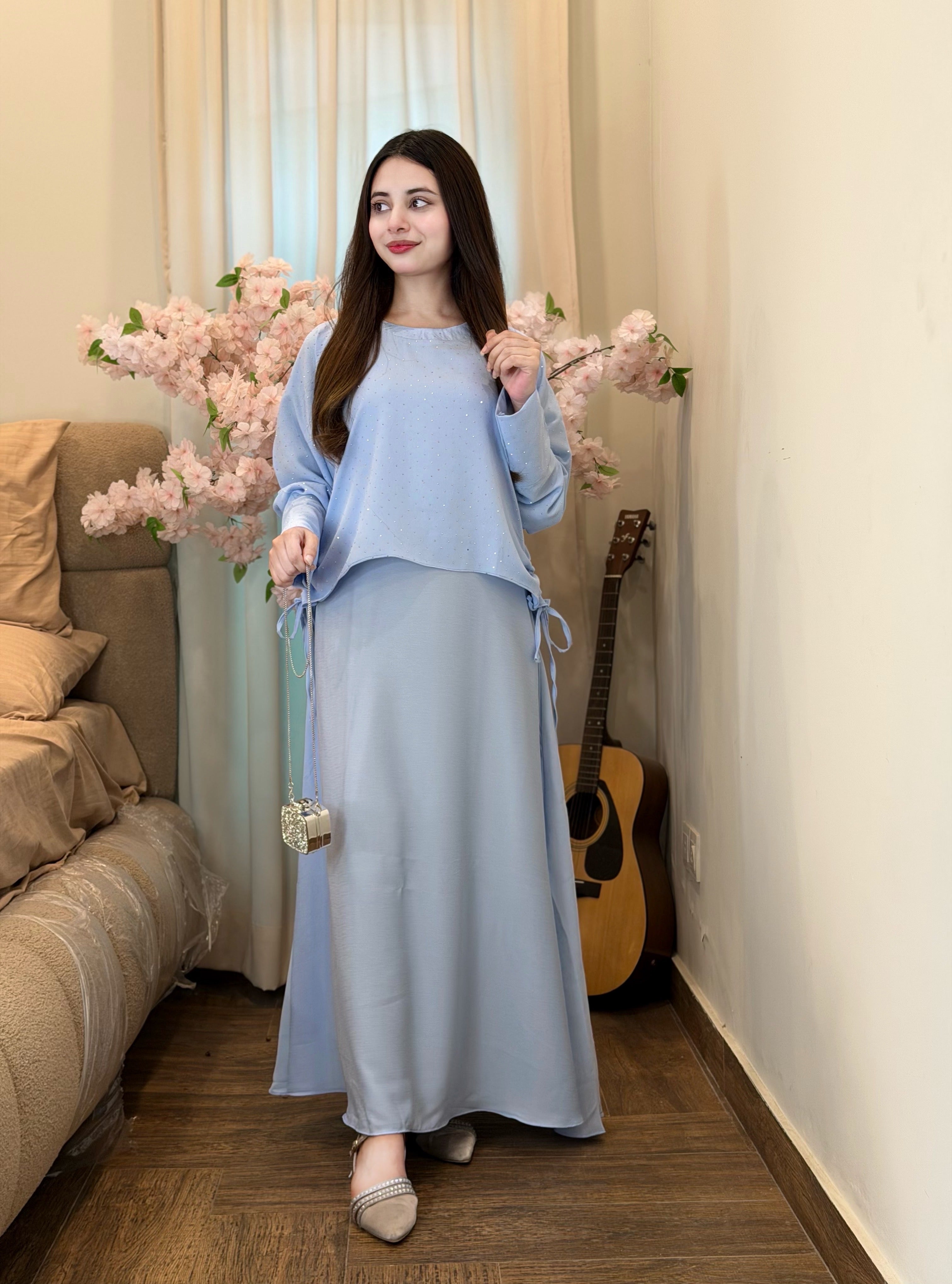 sky stone Maxi with Coat Se