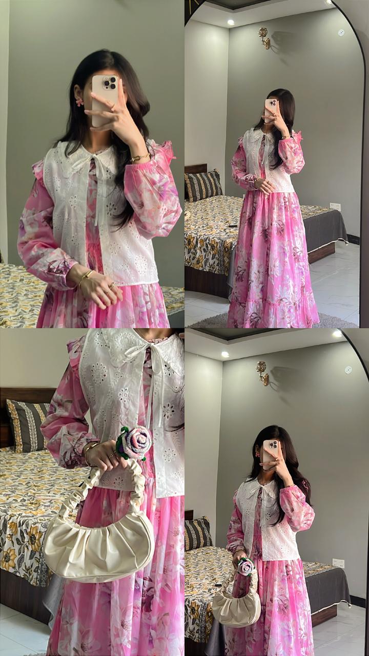 Pink Blossom Maxi with Coat Set