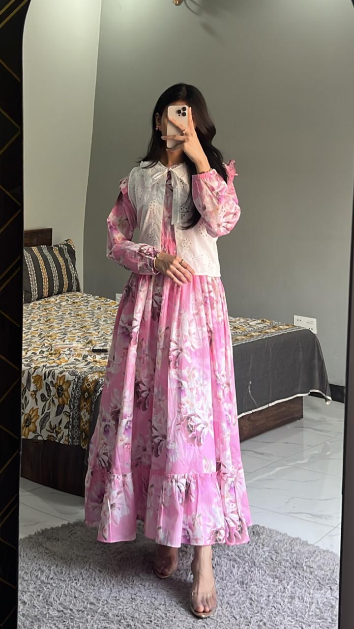 Pink Blossom Maxi with Coat Set